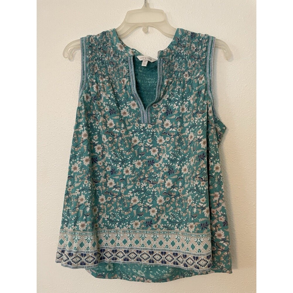 Lucky Brand Women's Sleeveless Top Teal Green Casual Medium
